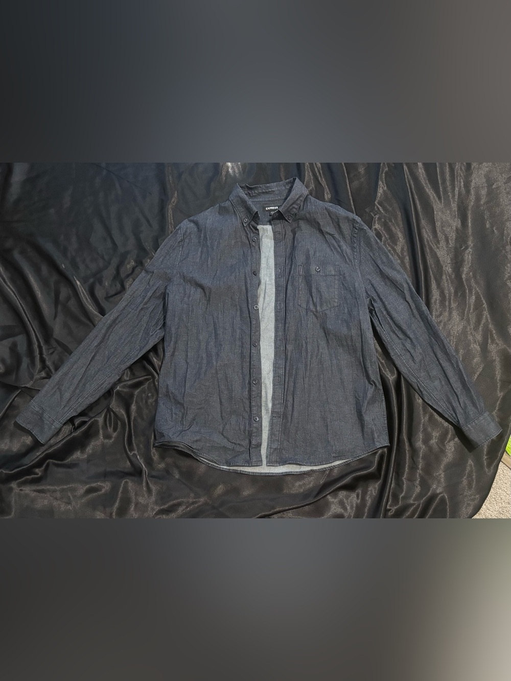 Express Men's Blue Denim Button-Down Shirt